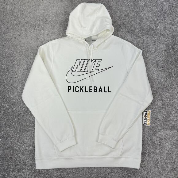 Nike Hoodie Mens Large Club Fleece Pickleball Pullover Sweatshirt Hooded Logo - Picture 1 of 10